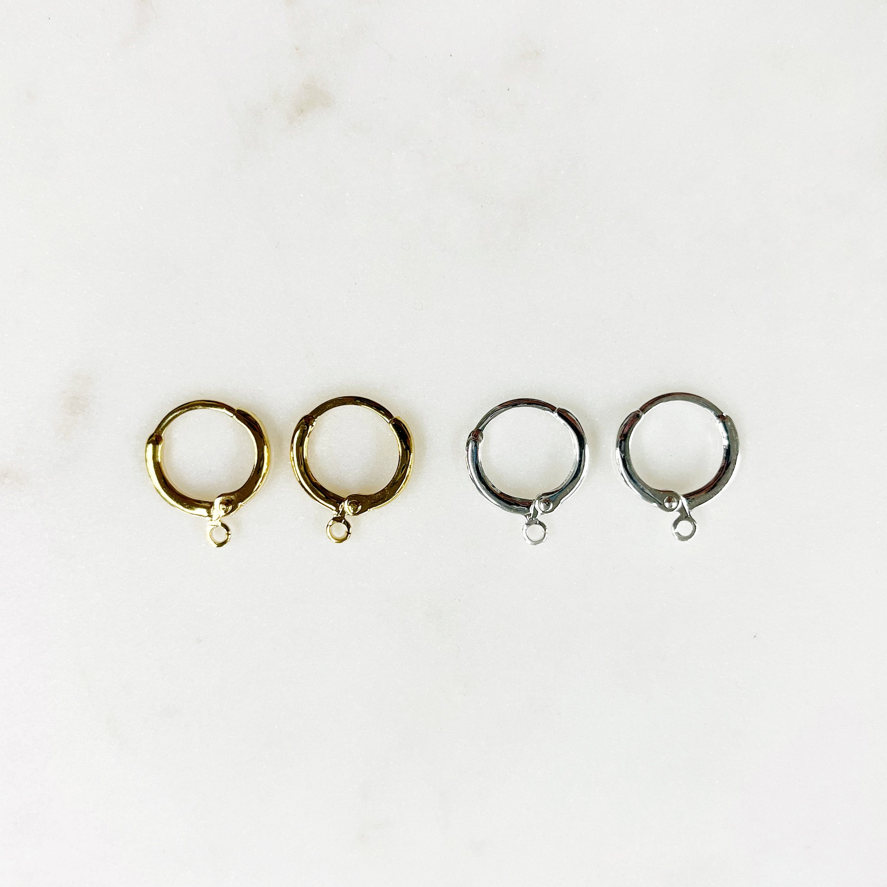 Gold Plated or Base Metal Mini Gold and Silver Plated Hoop Earrings (2pc)