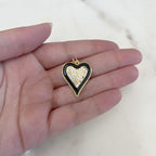 Gold Plated Heart Cubic Zirconia Black Enamel Detail Charm – Gold