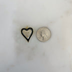 Gold Plated Heart Cubic Zirconia Black Enamel Detail Charm – Gold