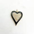 Gold Plated Heart Cubic Zirconia Black Enamel Detail Charm – Gold