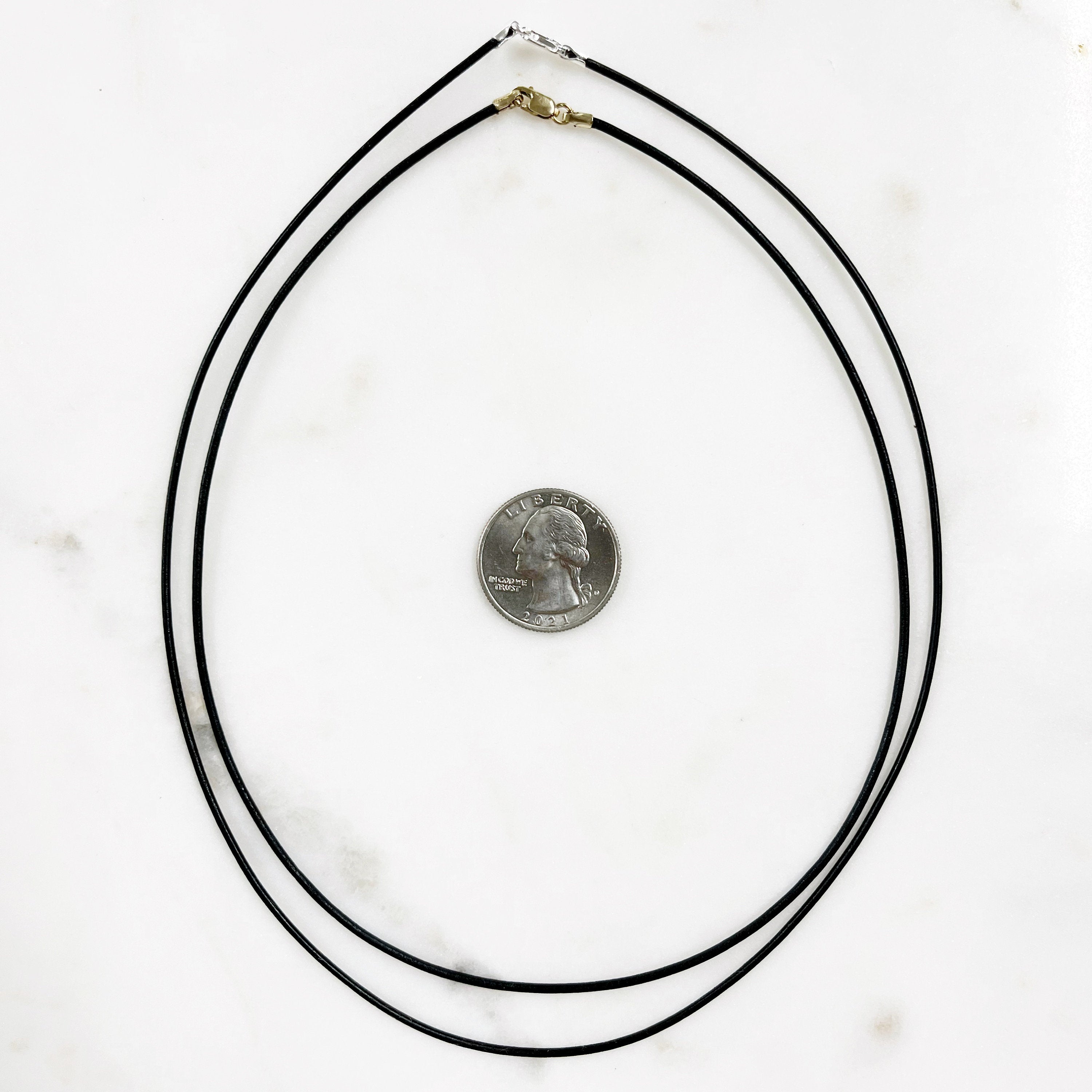 Sterling Silver or Gold Filled Ready to Wear Genuine Black Leather 1.5mm