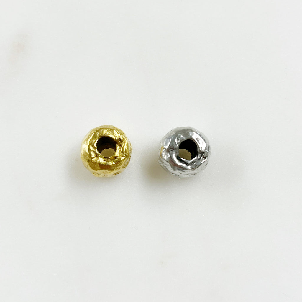 Pewter Large 7mm Round Hammered Textured Metal Large Hole