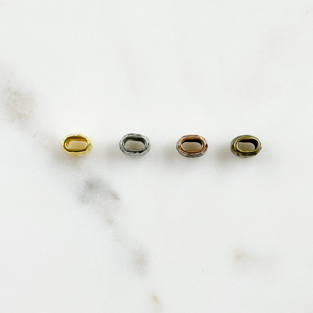 Pewter Small Artisan Organic Hammered Textured Large Hole (5pc)