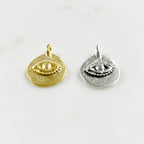 Pewter Evil Eye Charm Metal Pendant in Matte Gold or Matte