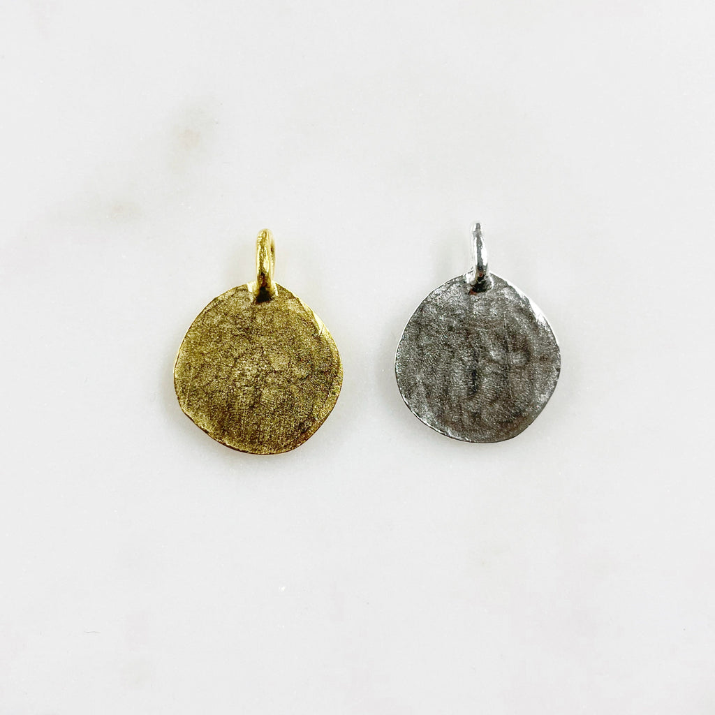 Pewter Evil Eye Charm Metal Pendant in Matte Gold or Matte