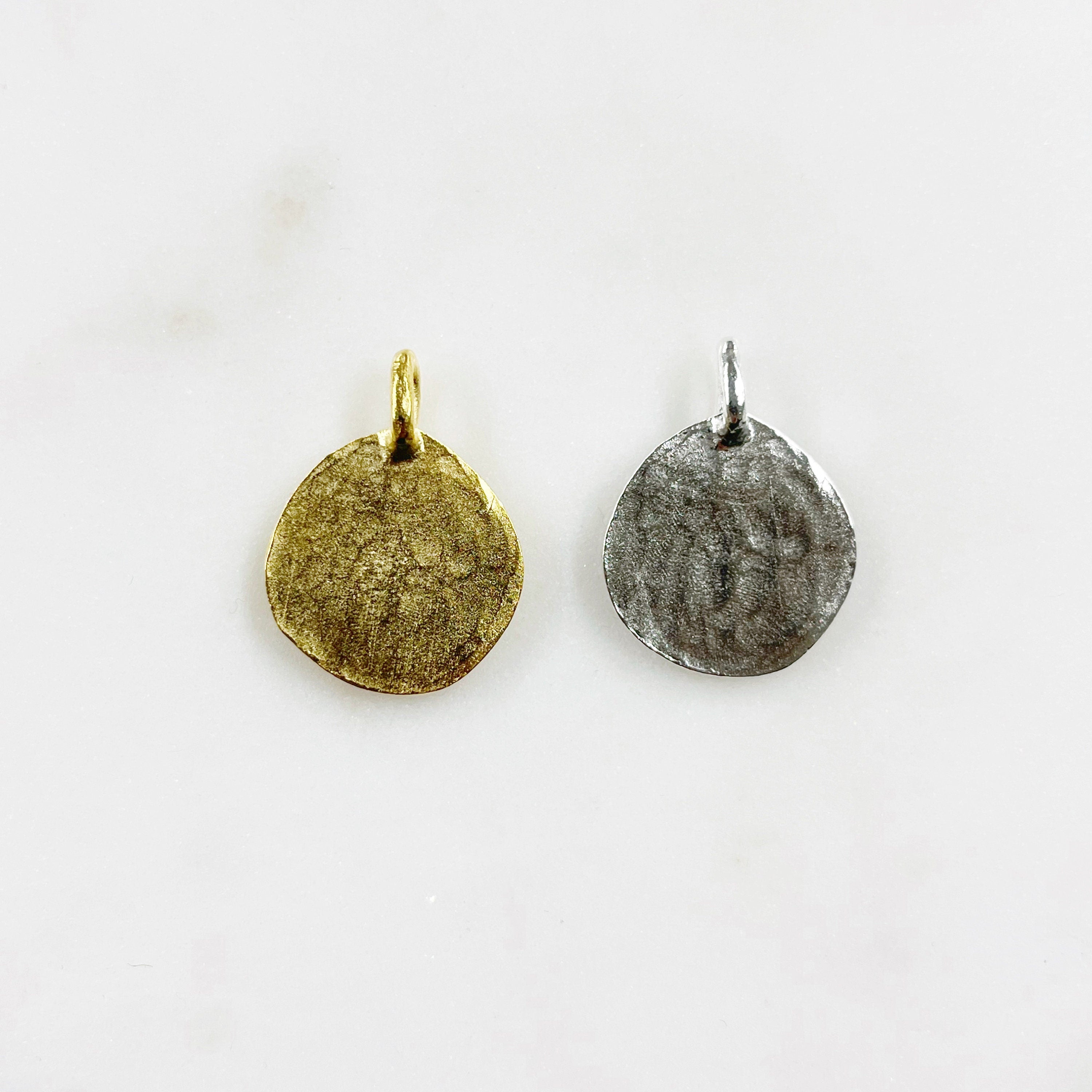 Pewter Evil Eye Charm Metal Pendant in Matte Gold or Matte