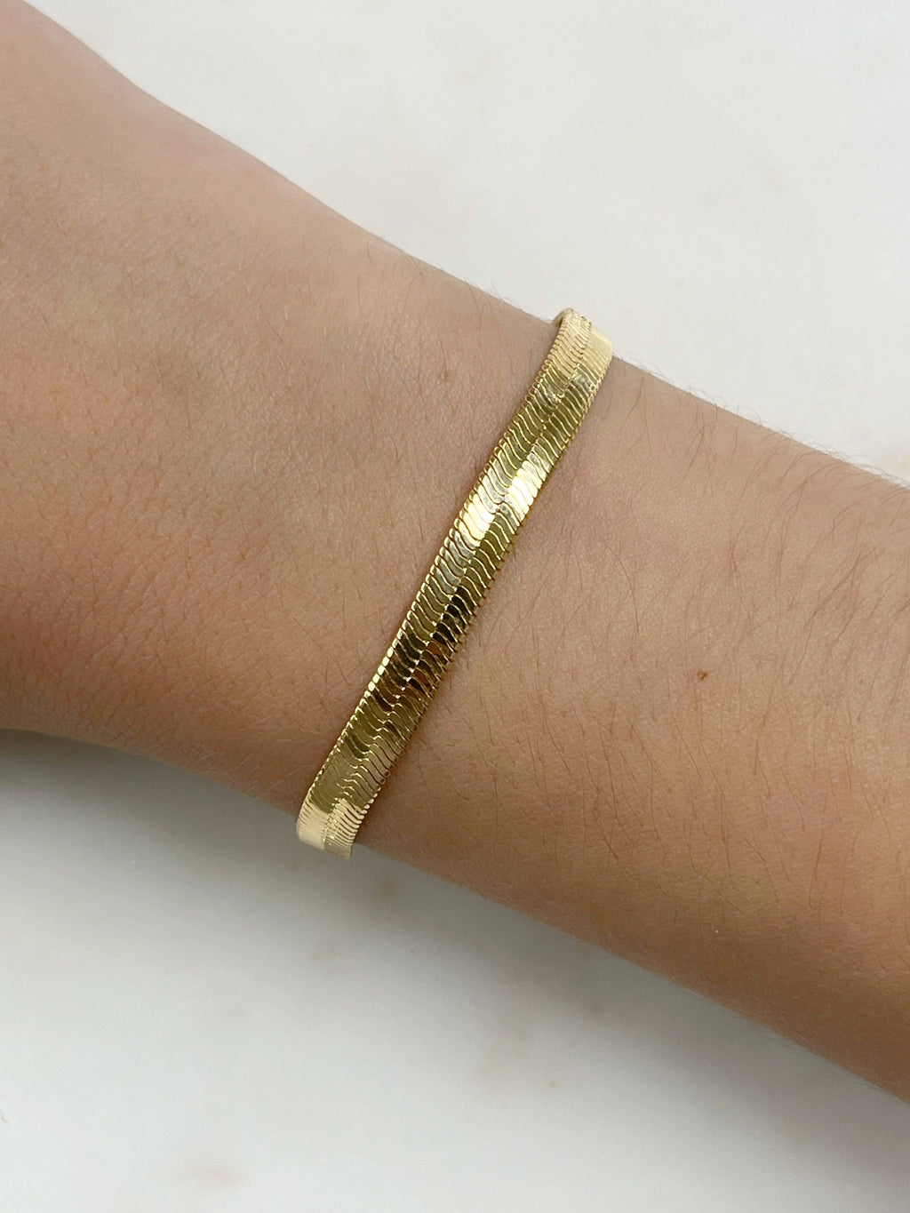 18K Gold Filled Ready to Wear 5mm Thick Herringbone Bracelet
