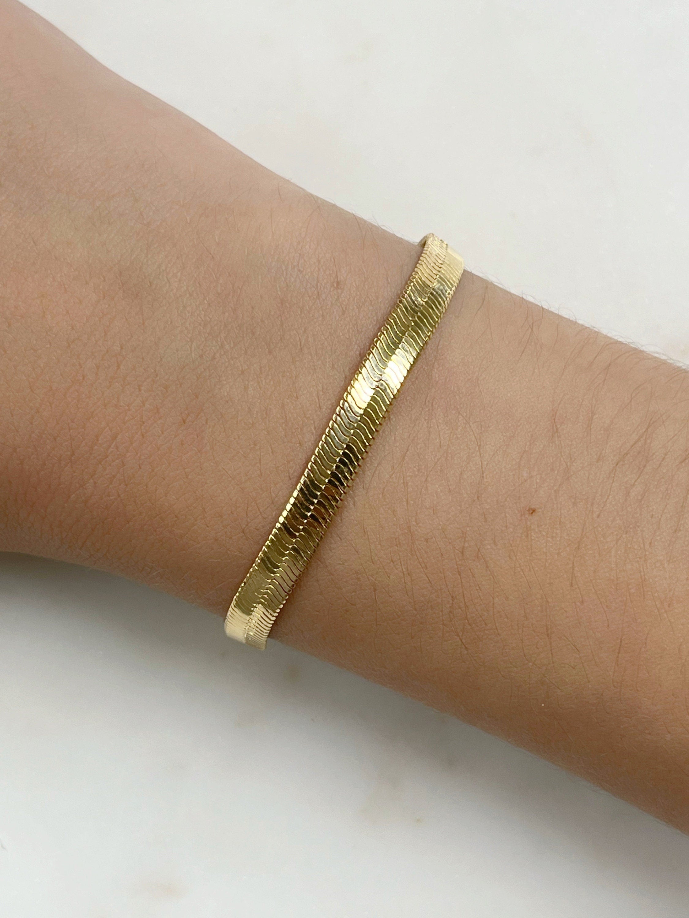 18K Gold Filled Ready to Wear 5mm Thick Herringbone Bracelet