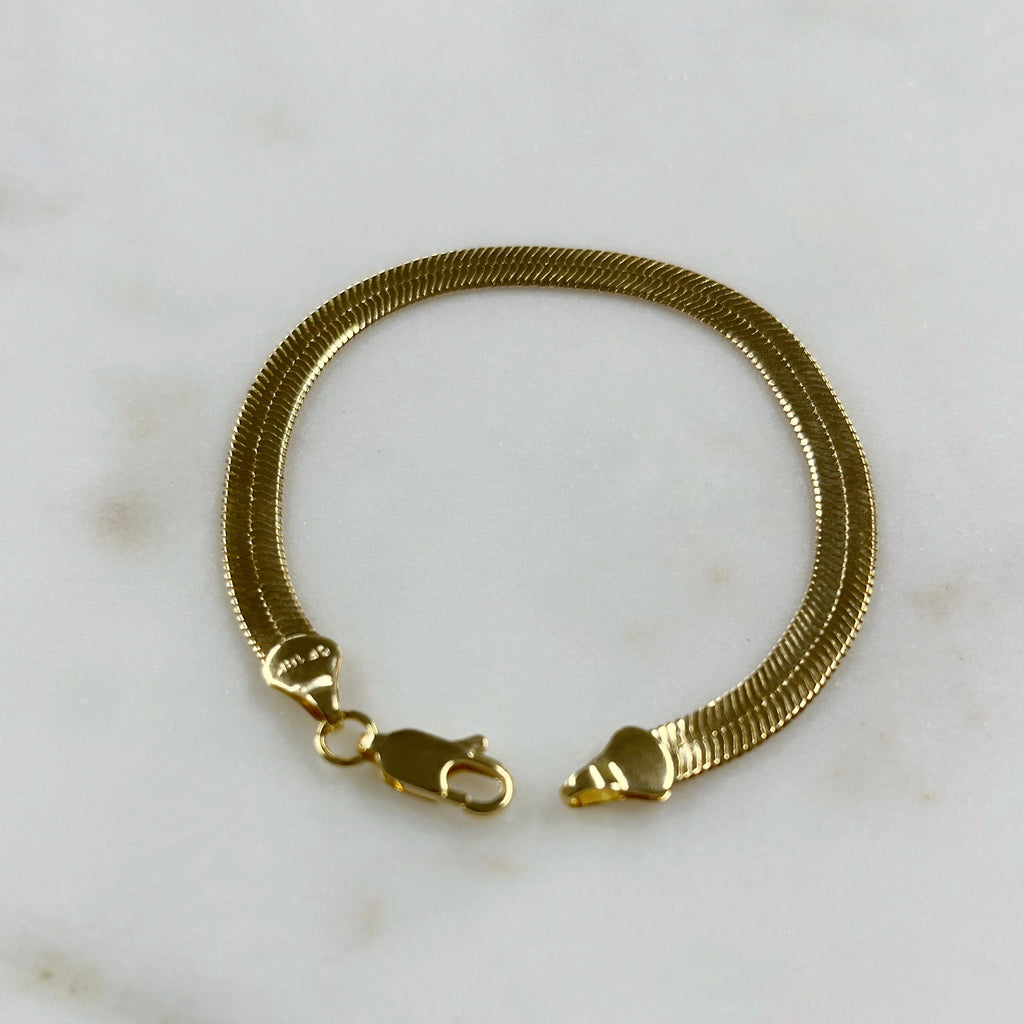 18K Gold Filled Ready to Wear 5mm Thick Herringbone Bracelet
