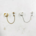 Plated Silver or Gold Metal Earring Cuff with Attached (2pc)