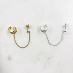 Plated Silver or Gold Metal Earring Cuff with Attached (2pc)