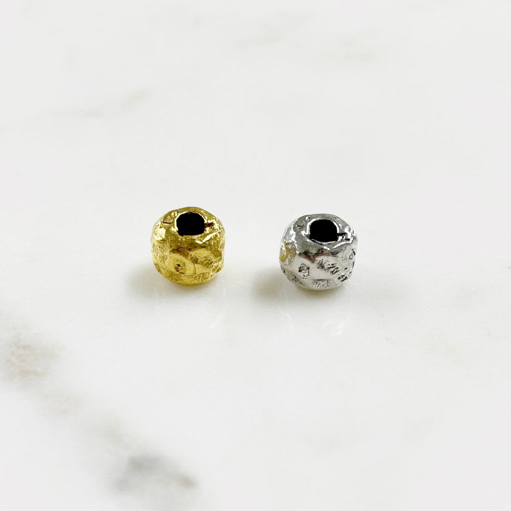 Pewter Large 7mm Round Hammered Textured Metal Large Hole