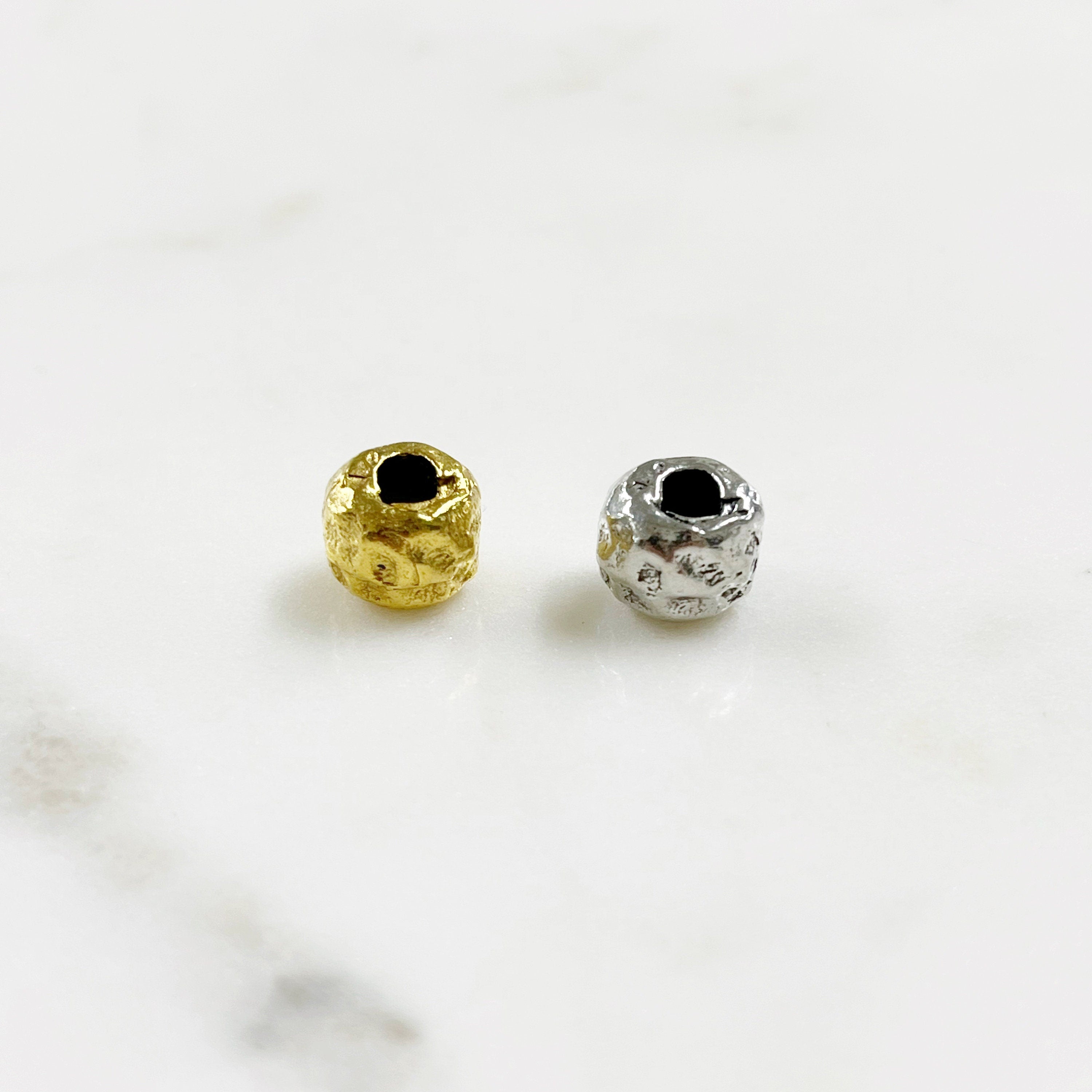 Pewter Large 7mm Round Hammered Textured Metal Large Hole
