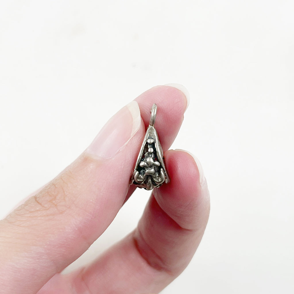 Sterling Silver 3D Fleur De Lis Bail Necklace Pendant Findings