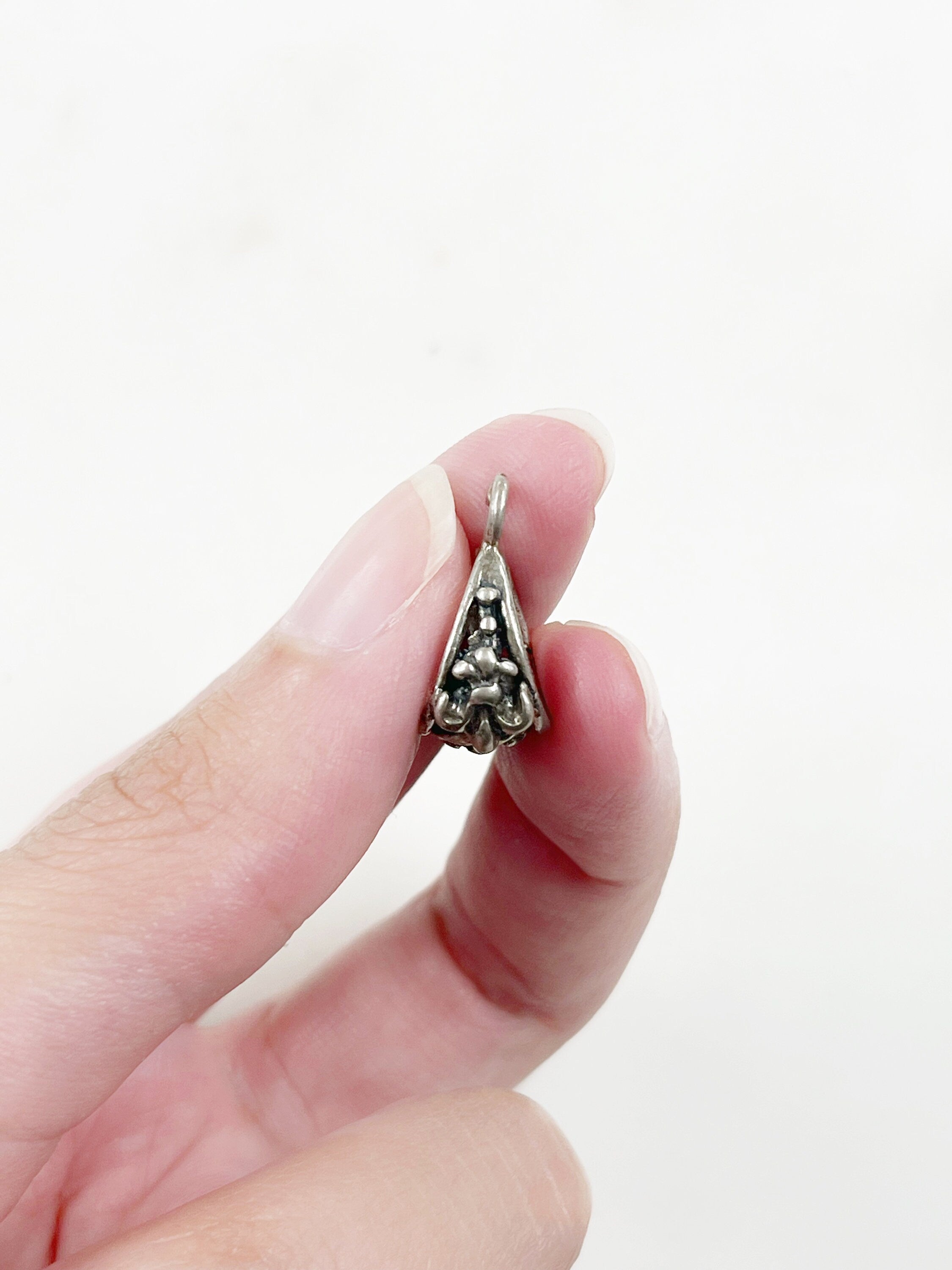 Sterling Silver 3D Fleur De Lis Bail Necklace Pendant Findings