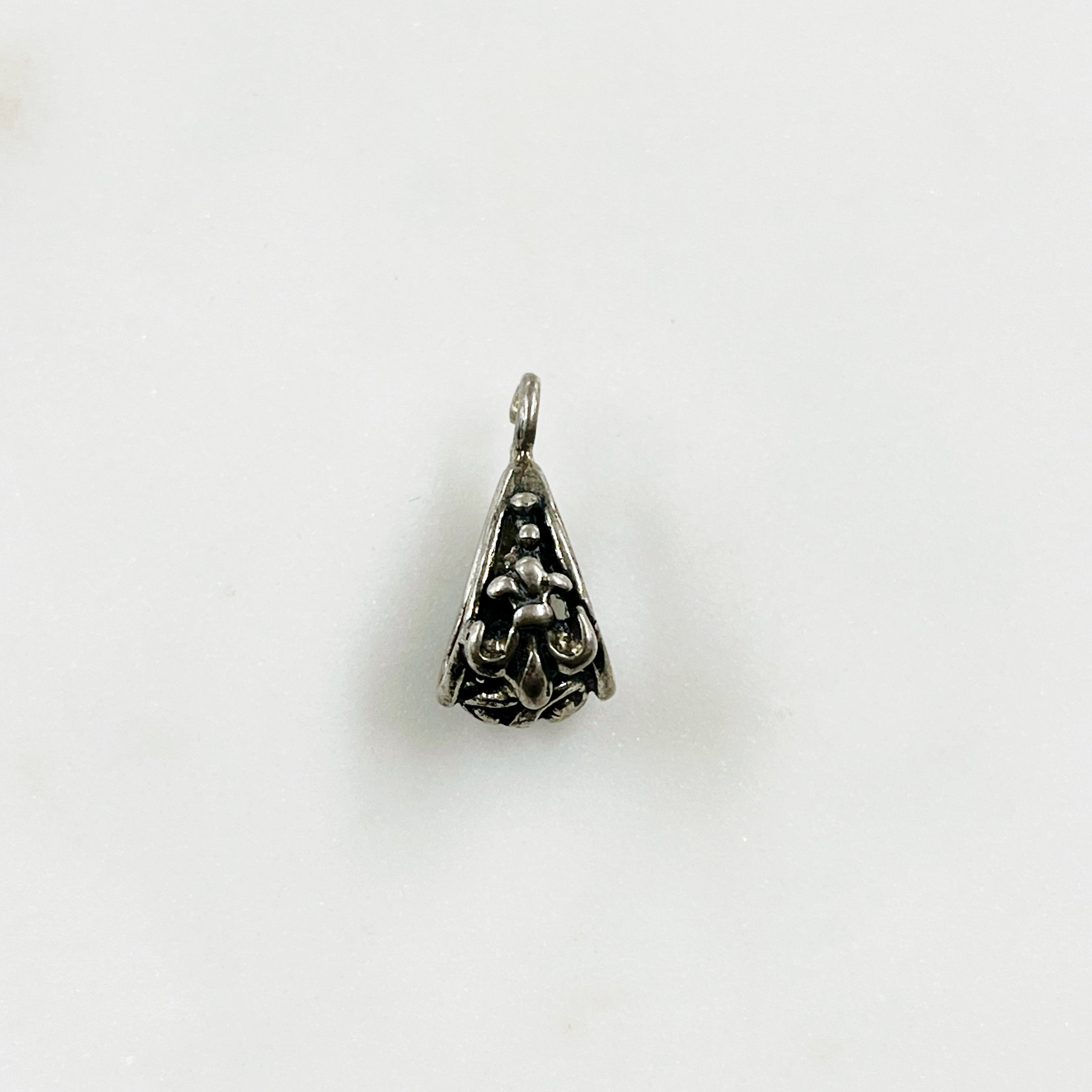 Sterling Silver 3D Fleur De Lis Bail Necklace Pendant Findings