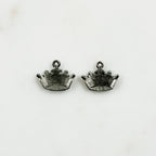 Pewter Silver Detailed Enamel Crown Charm with Loop in Pale – Silver