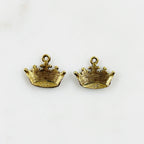 Pewter Gold Detailed Enamel Crown Charm with Loop in Pale Blue