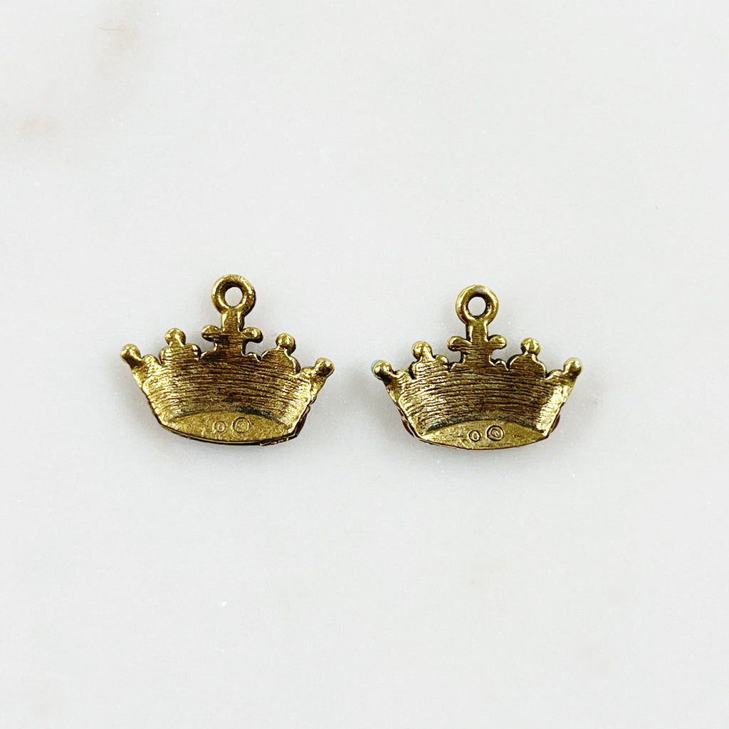 Pewter Gold Detailed Enamel Crown Charm with Loop in Pale Blue – Gold