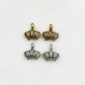 Pewter Small Textured Crown Charm with Loop in Antique Gold (2pc)