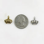 Pewter Small Textured Crown Charm with Loop in Antique Gold (2pc)