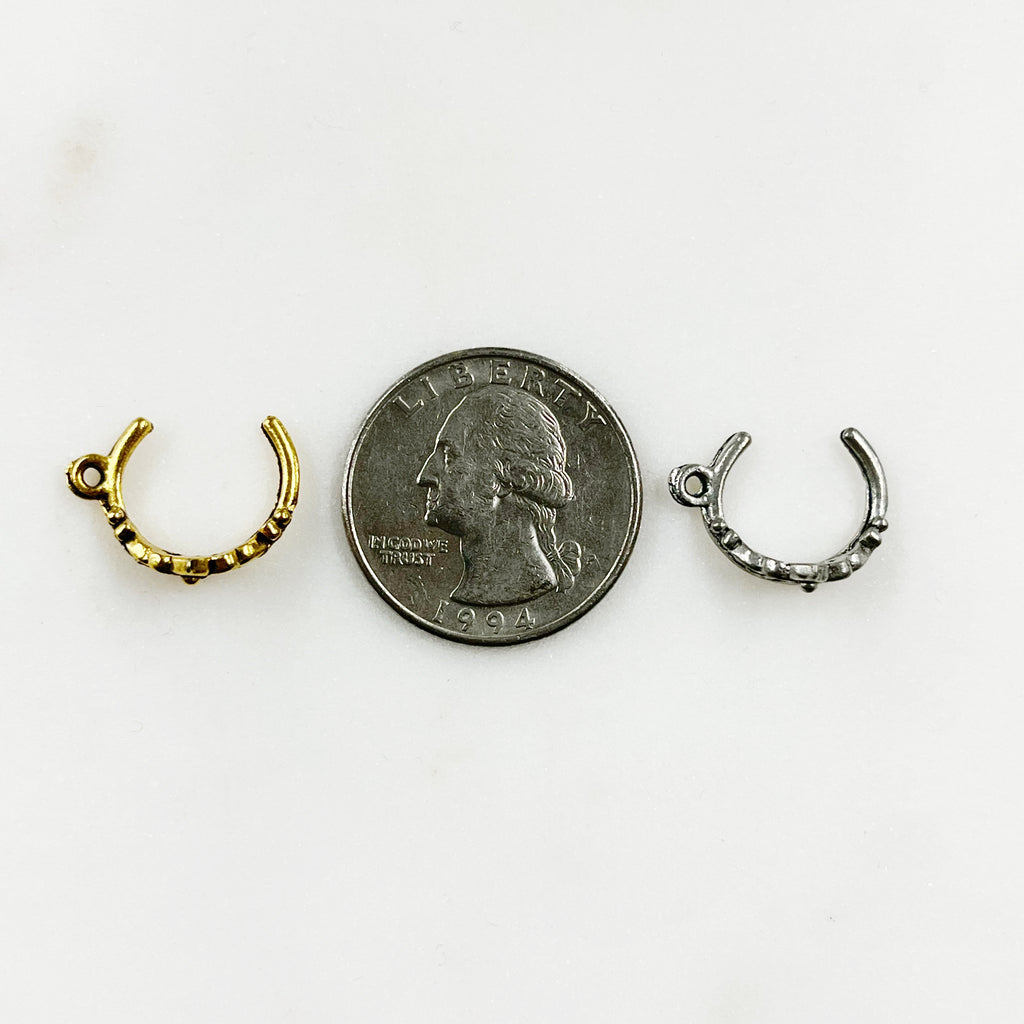 Pewter Small 3D Tiara Charm with Loop in Antique Gold (2pc)