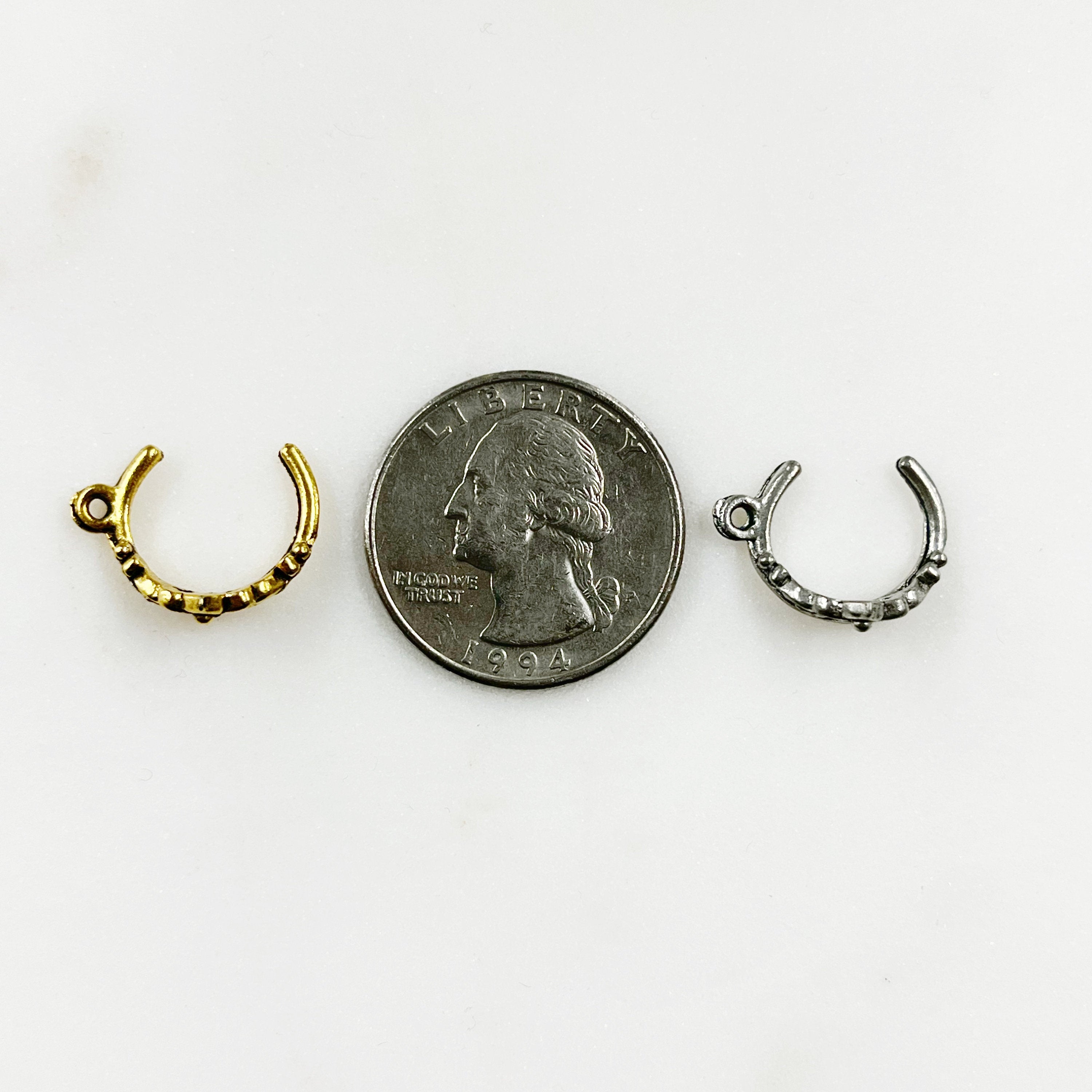 Pewter Small 3D Tiara Charm with Loop in Antique Gold (2pc)