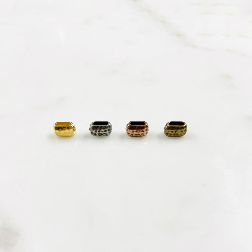 Pewter Metal Artisan Organic Hammered Textured Spacer Bead (5pc)