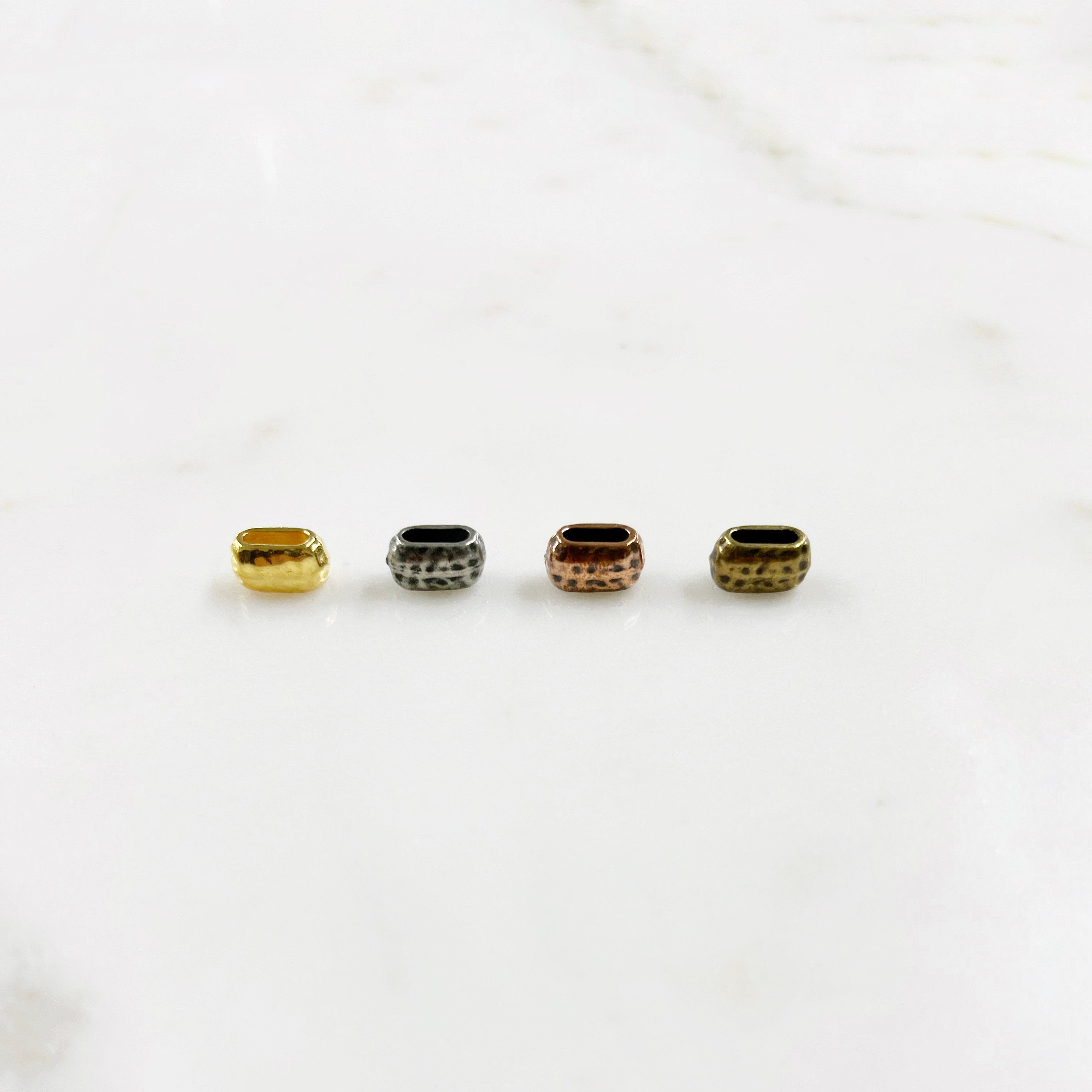 Pewter Metal Artisan Organic Hammered Textured Spacer Bead (5pc)