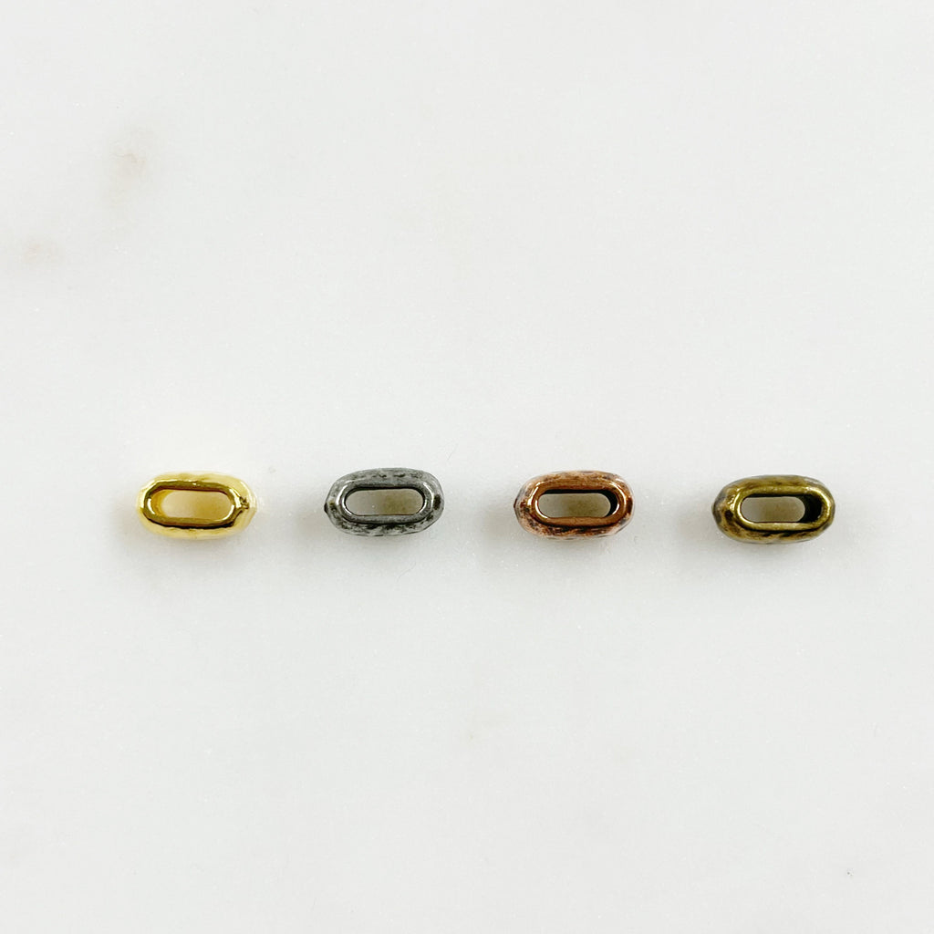 Pewter Metal Artisan Organic Hammered Textured Spacer Bead (5pc)