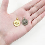 Pewter Evil Eye Charm Metal Pendant in Matte Gold or Matte