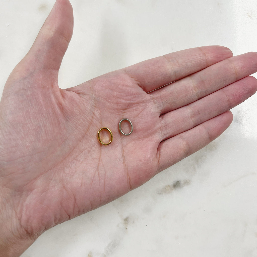 10mmx7mm Sterling Silver or Vermeil Small Circle Detail Open Oval Connector