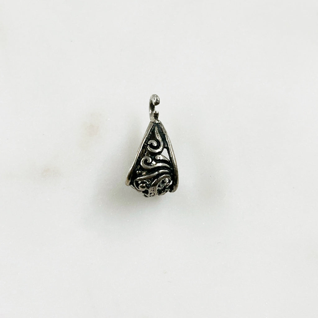 Sterling Silver 3D Fleur De Lis Bail Necklace Pendant Findings