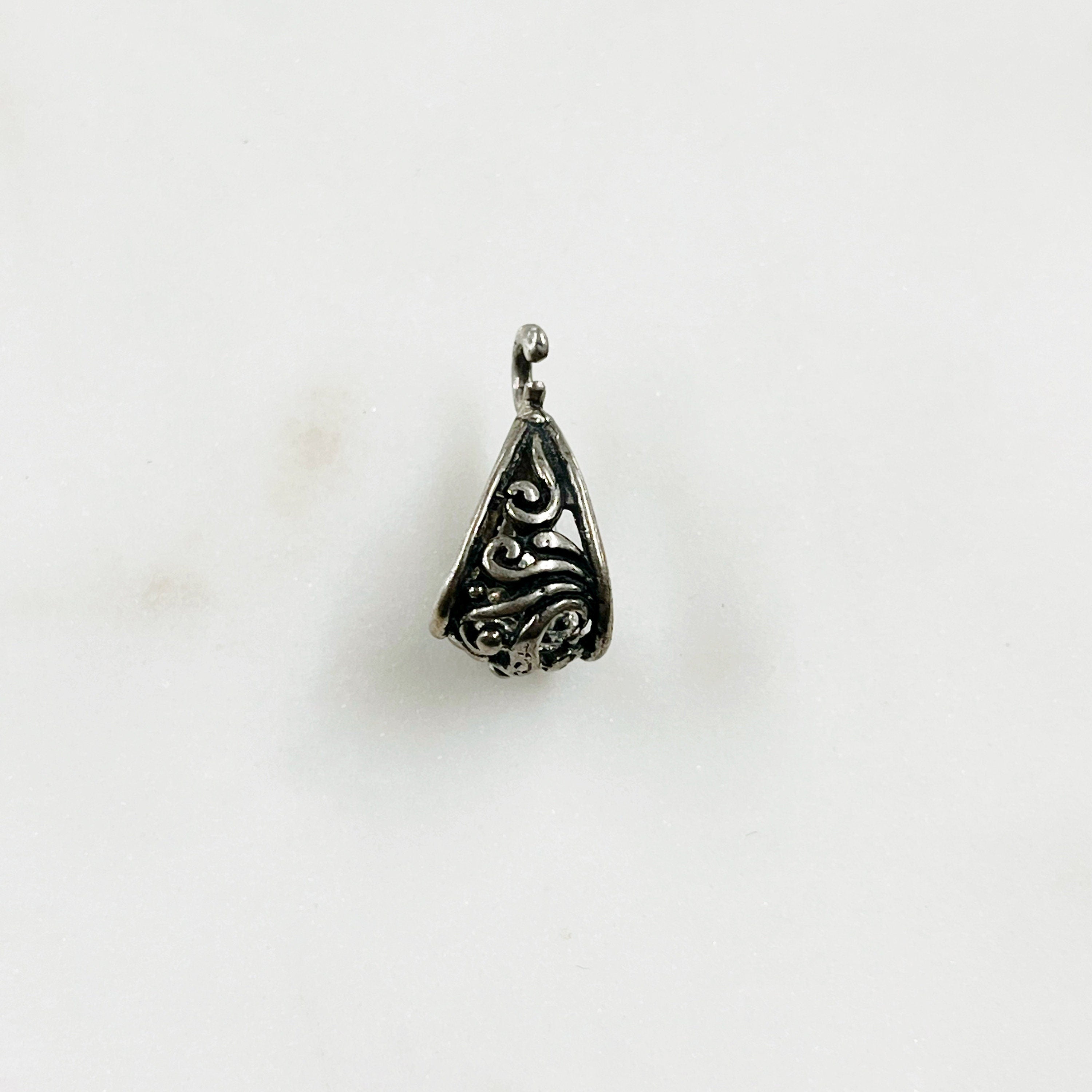 Sterling Silver 3D Fleur De Lis Bail Necklace Pendant Findings