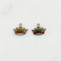 Pewter Gold Detailed Enamel Crown Charm with Loop in Pale Blue – Gold