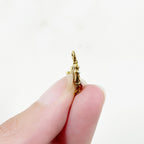 Pewter Gold Detailed Enamel Crown Charm with Loop in Pale Blue