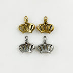 Pewter Small Textured Crown Charm with Loop in Antique Gold (2pc)