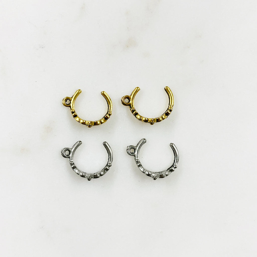 Pewter Small 3D Tiara Charm with Loop in Antique Gold (2pc)