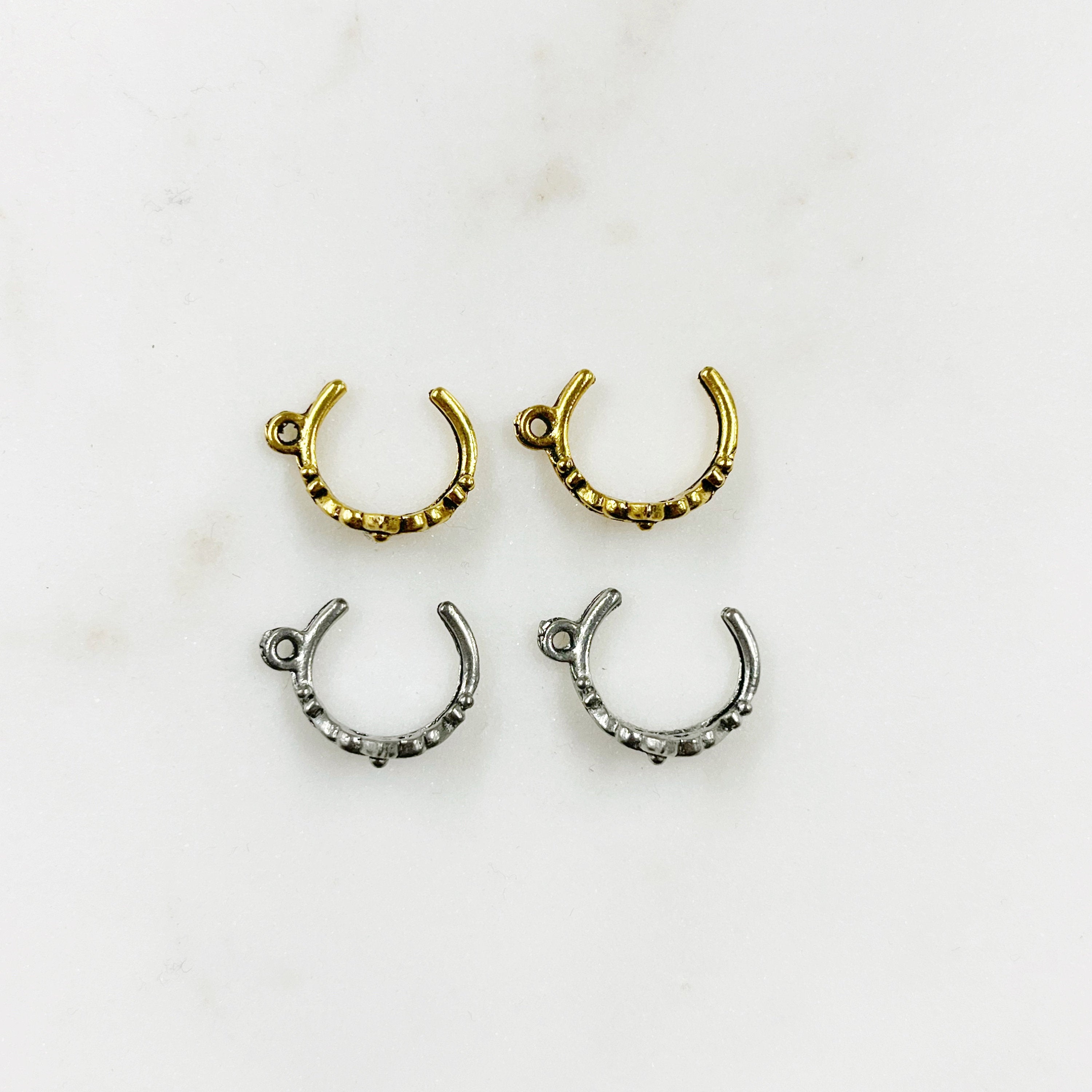Pewter Small 3D Tiara Charm with Loop in Antique Gold (2pc)