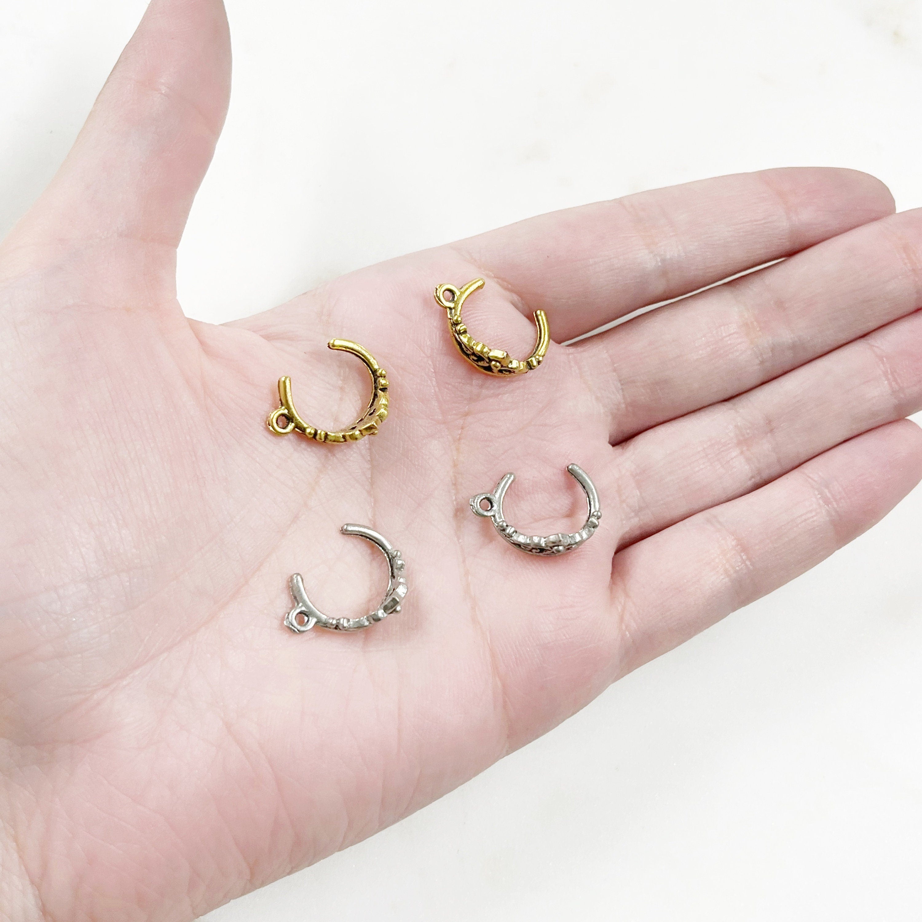 Pewter Small 3D Tiara Charm with Loop in Antique Gold (2pc)