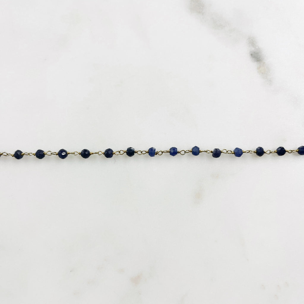 Vermeil Dainty Sapphire Beaded Wire Wrapped Chain Blue – Sold by the Foot