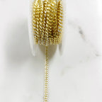 4mmx4mm Vermeil Gold Two Tone Flat Diamond Cut Curb Chain – Sold by the Foot