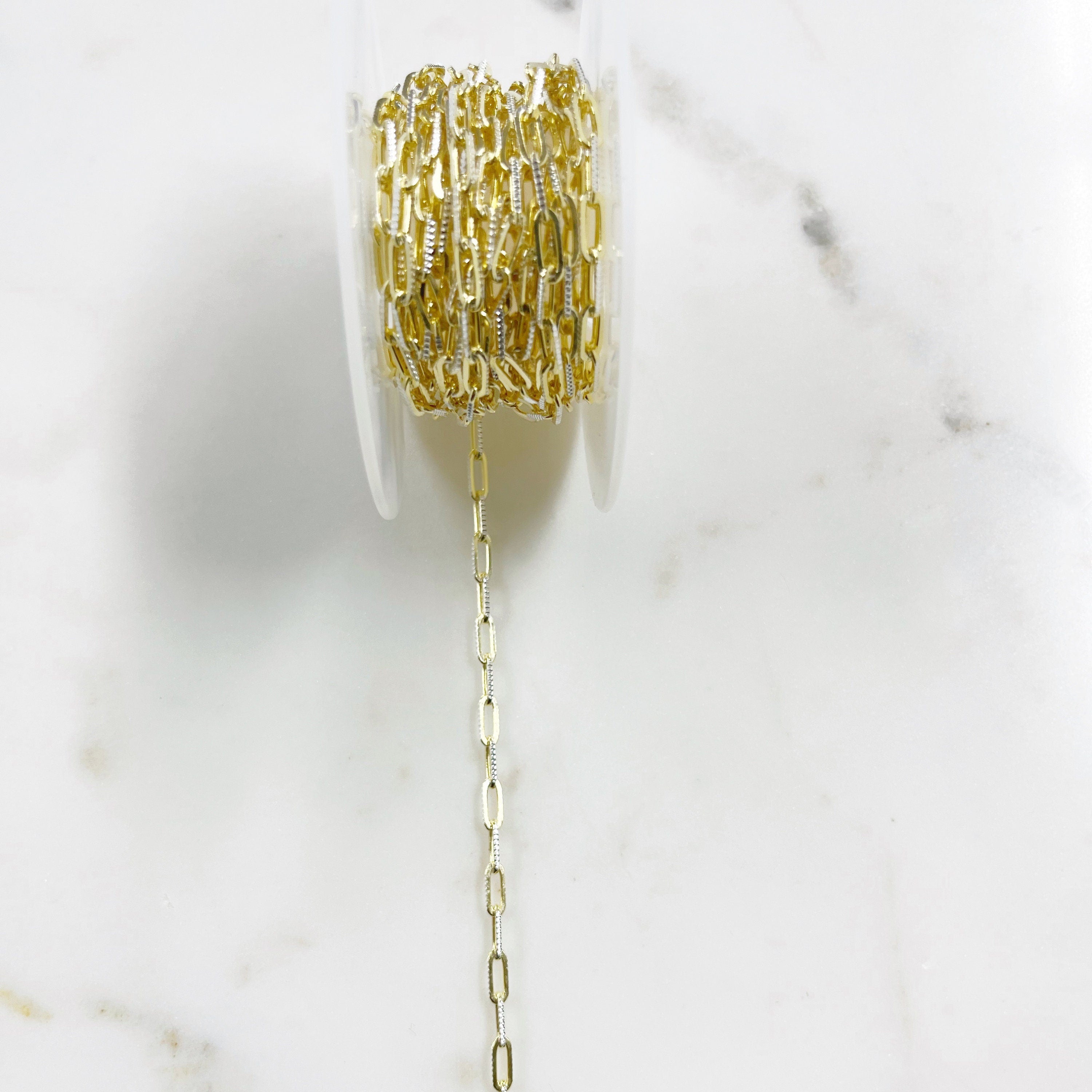8.7mmx3.1mm Vermeil Two Tone Gold Diamond Cut Drawn Cable – Sold by the Foot