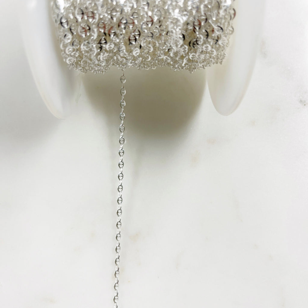 Sterling Silver Mariner Chain Sturdy Choker Chain 3.5mm X – Sold by the Foot