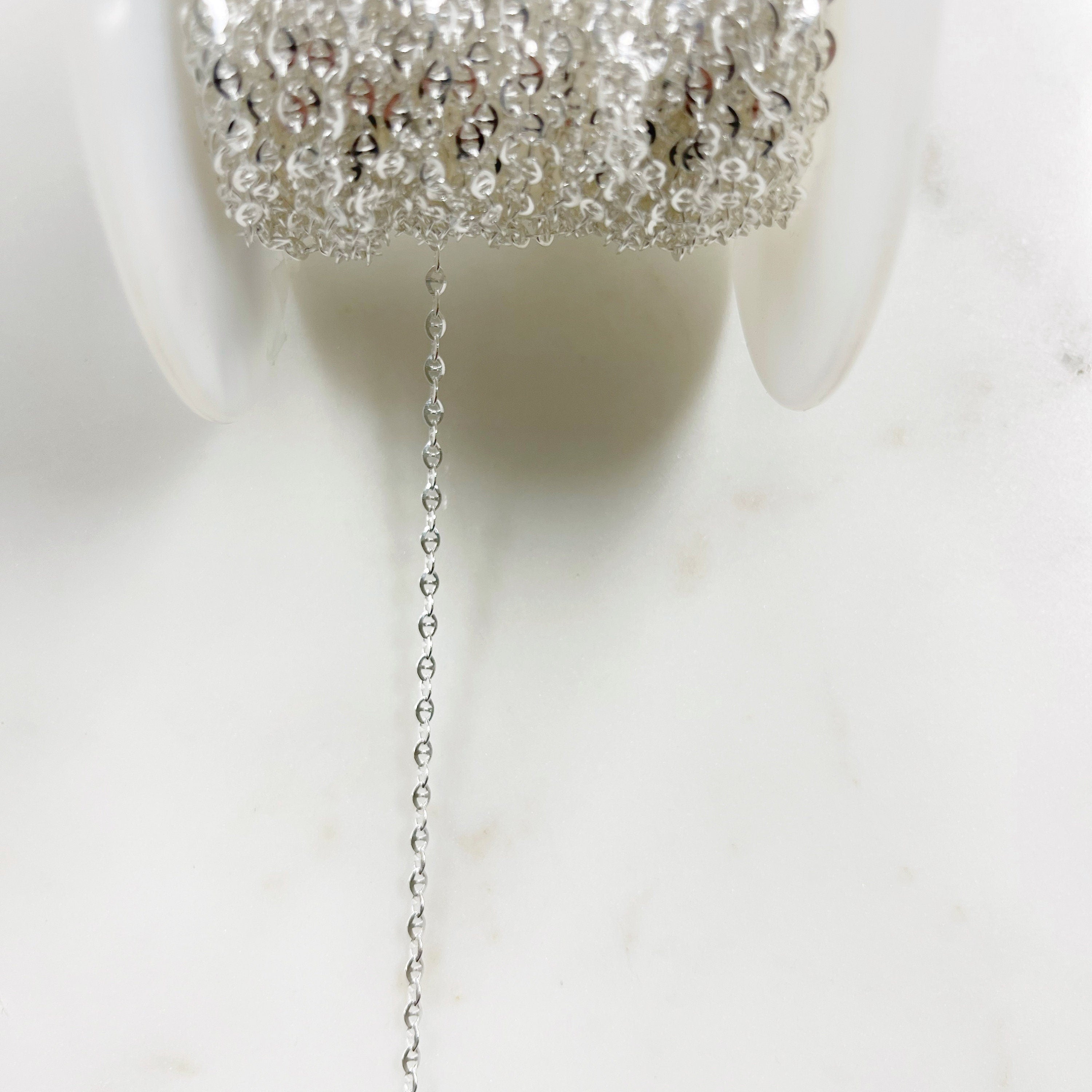 Sterling Silver Mariner Chain Sturdy Choker Chain 3.5mm X – Sold by the Foot