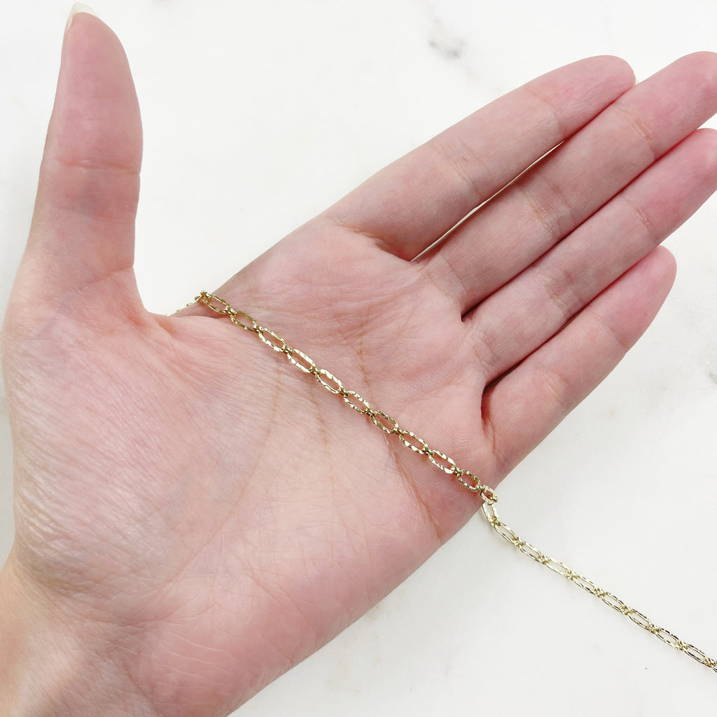 Gold Filled Hammered Textured Flat Nugget Long and Short – Sold by the Foot