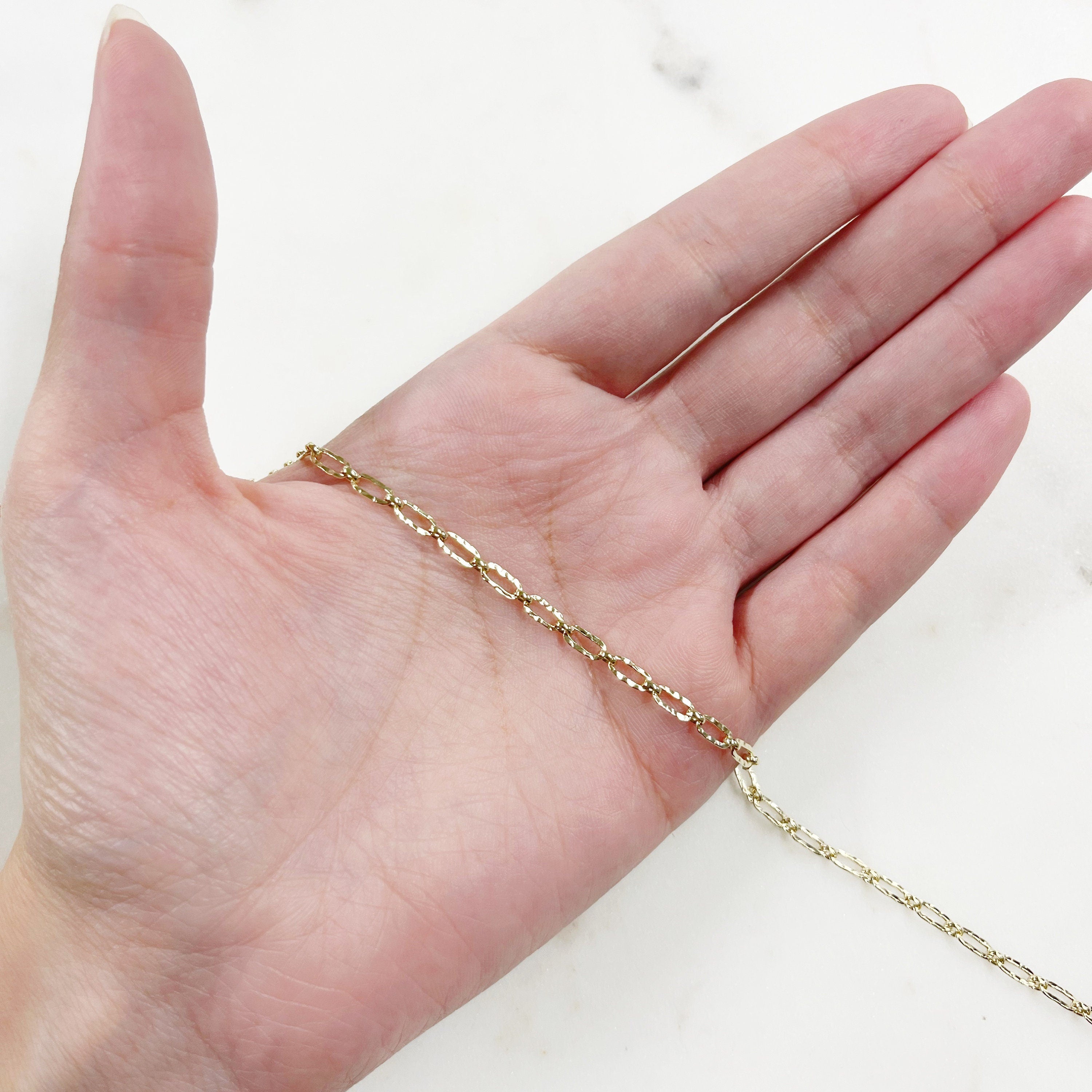 Gold Filled Hammered Textured Flat Nugget Long and Short – Sold by the Foot