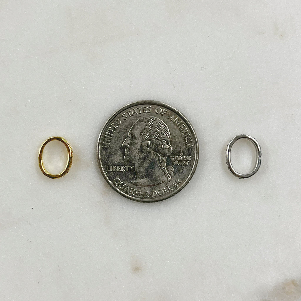 10mmx7mm Sterling Silver or Vermeil Small Circle Detail Open Oval Connector