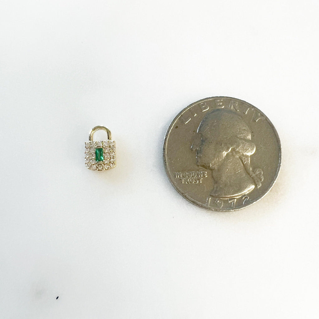 Gold Plated Small Clear CZ and Emerald Colored Cubic Zirconia Pad