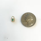 Gold Plated Small Clear CZ and Emerald Colored Cubic Zirconia Pad
